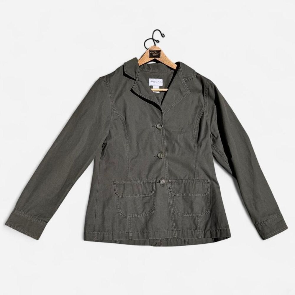Sonoma khaki utility jacket Size M 26in long 100% cotton